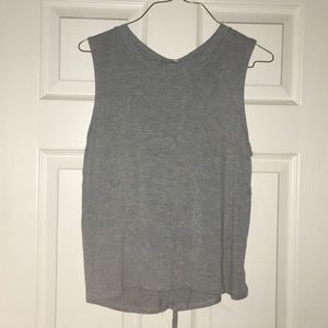 Grey tank top with lace up back